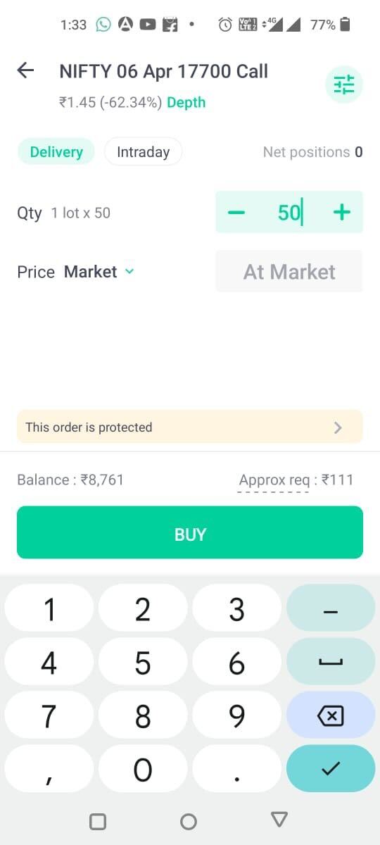 Fill the total amount you want to trade in the ‘Qty’